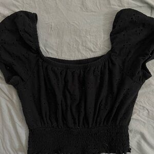 Hollister Black Eyelet Blouse